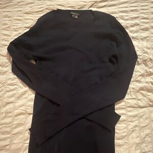 Women's Theory black ribbed sweater 100% wool Size S EUC